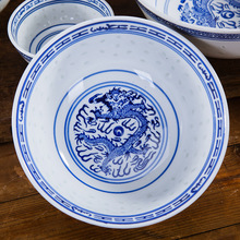 米饭碗菜碗汤碗面碗家用单个老式玲珑青花瓷甜品店陶瓷餐具