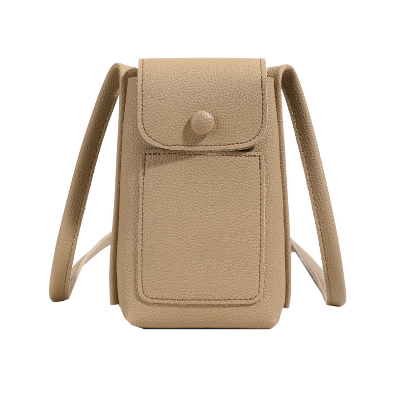Bolso de teléfono móvil de moda coreana 2025 verano nuevo bolso femenino casual con patrón de lichi bolso de hombro simple y versátil bolso de mensajero