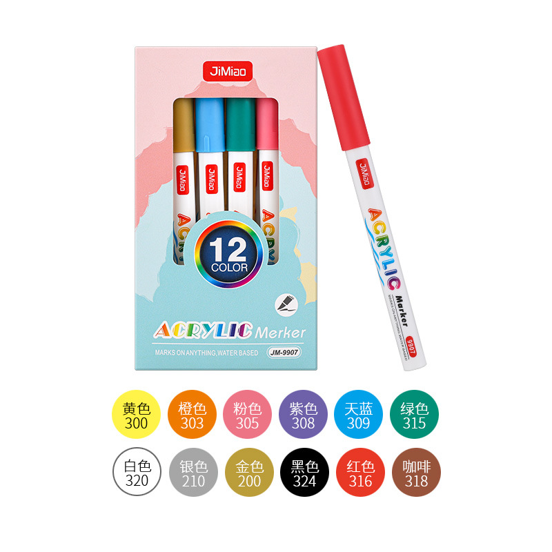 Marcador de acrílico impermeable pintado a mano zapatos de pintura de bricolaje pluma de pigmento niños traje de estudiante pintado pluma de graffiti cabeza delgada