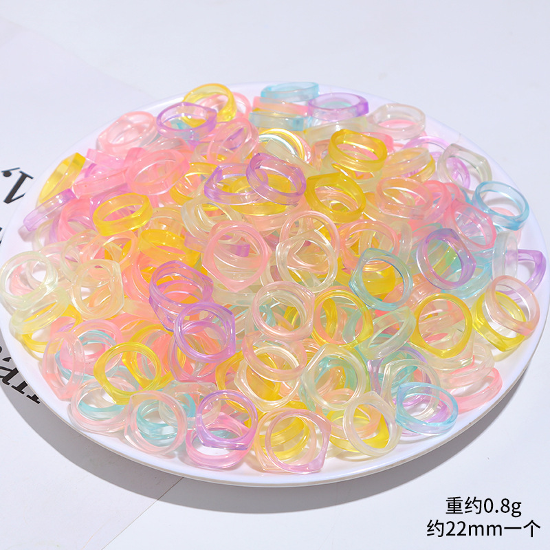 糖果色马卡龙彩色透明戒指diy饰品树脂小配件爱豆应援物旋转指环|undefined