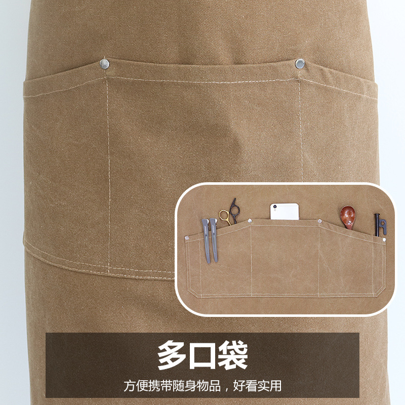 Amazon grueso lona delantal logotipo personalizado comedor cocina café tostado pastelería supermercado mono delantal