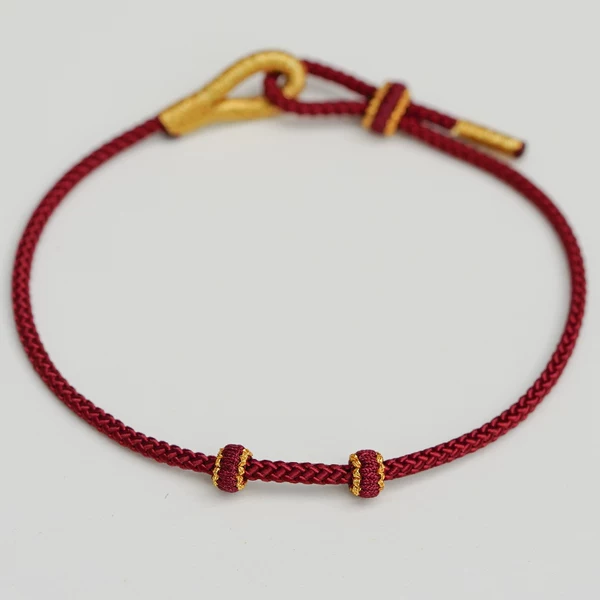 Hand Rope Red Rope Hand Semi-Finished Fine Gold Bead Threading DIY Hand Braided Rope