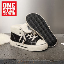 冬季新款女帆布鞋加绒保暖百搭软底不累脚雪地靴w28256