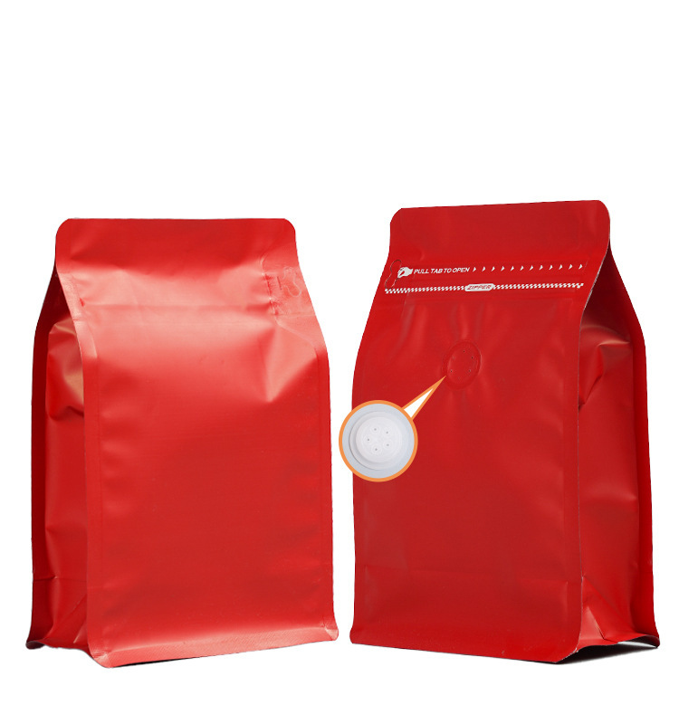 Bolsa de sellado de válvula de aire de té y café transfronterizos, bolsas de embalaje de alimentos de nueces, bolsas de sellado de ocho lados de aluminio, venta al por mayor.