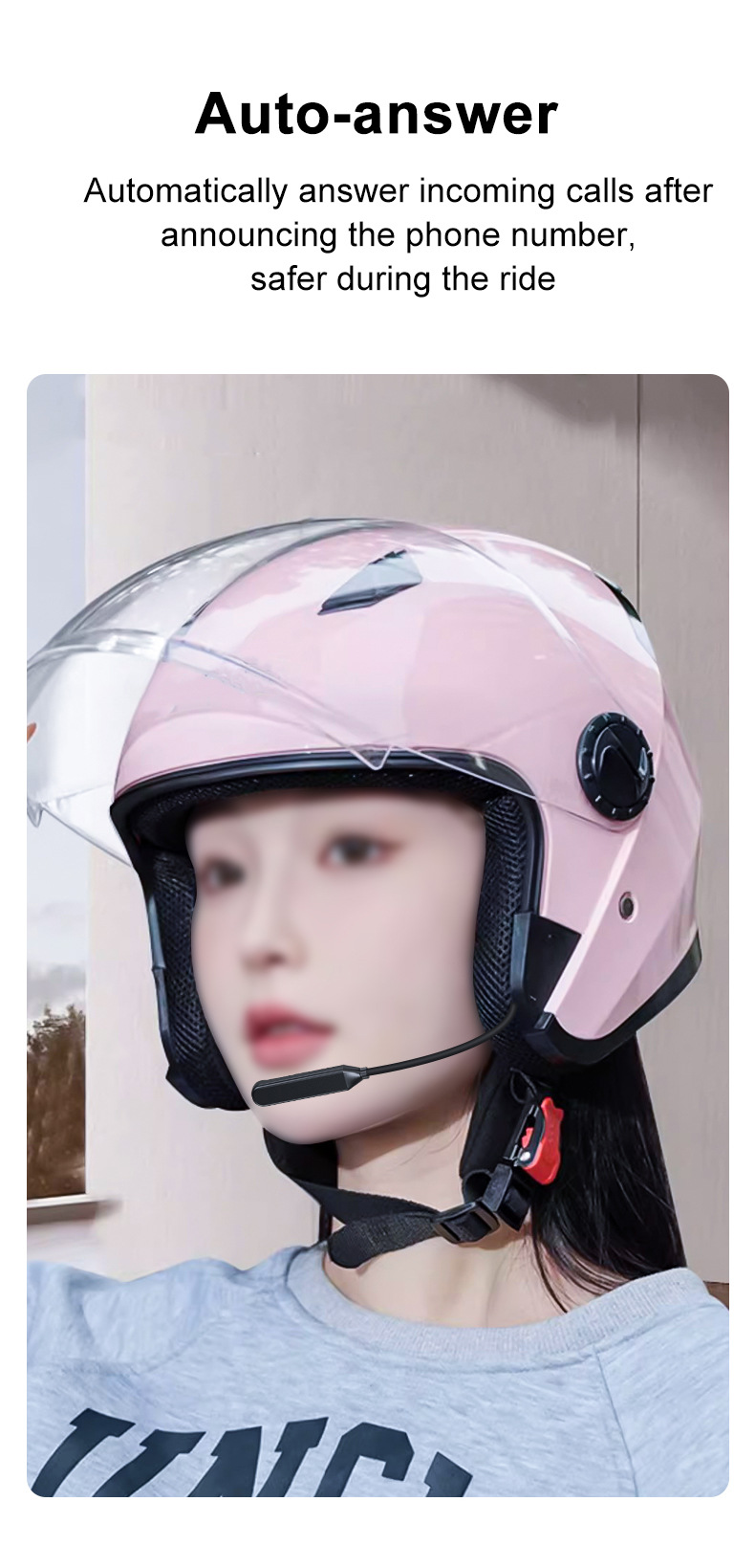 Motorcycle Helmet Bluetooth Headset Integrated with Headphones, Bluetooth Music Headset for Riding, Noise Reduction, Built-In Helmet Headphones