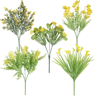 百款塑料花草喷色带粉室内假花家居装饰品仿真绿植外贸假花找工厂