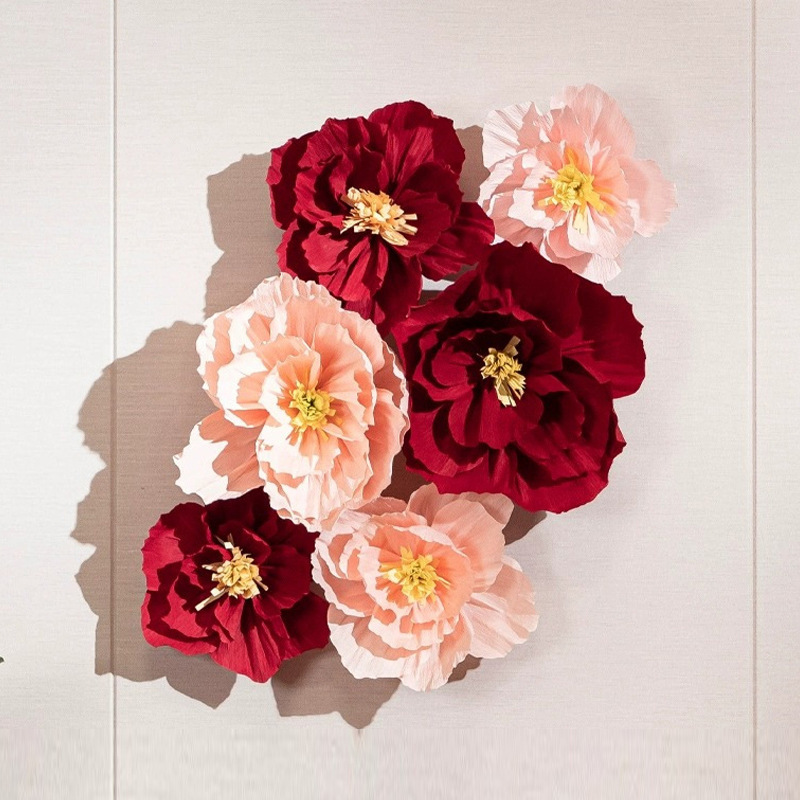 Flor de boda decoración flor de plegado tridimensional boda hombre y mujer nueva casa dormitorio pared de fondo dibujo de flores diseño de la casa de boda