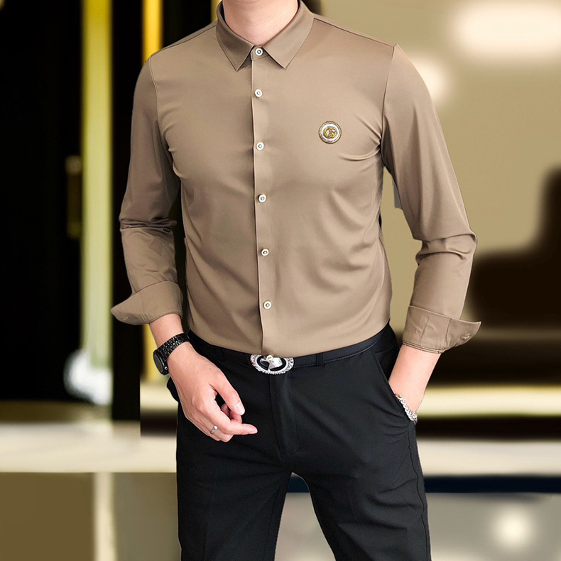 春秋メンズビジネス作業服長袖シャツカジュアル職業紳士服パーマフリーメンズシャツ卸売メンズシャツ