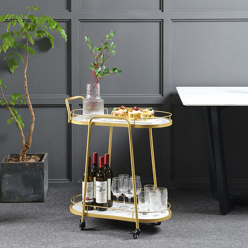 Nordic Mobile Food Truck, Commercial Catering Cart, Beverage Cart, Double- or Triple-Decker Drink Server, Compact Trolley, Home Use for Cakes