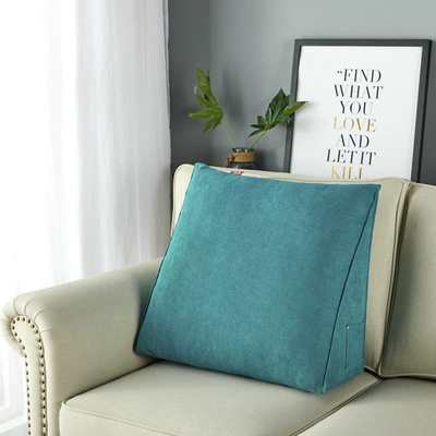 Waist support, Bedside soft cushion backrest - korean-velvet-lake-blue-large-size-584820cm