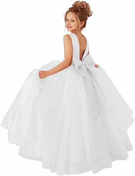 Nuevo europeo y americano transfronterizo vestido de novia de los niños sin mangas de satén arco de las mujeres de rendimiento de cumpleaños mullido vestido de mono