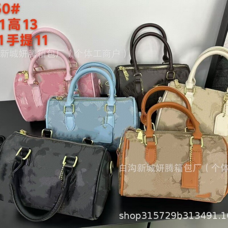 2026 new Boston bag, a popular export item, featuring a round design, a classic print, and can be carried as a handbag, shoulder bag, or crossbody bag