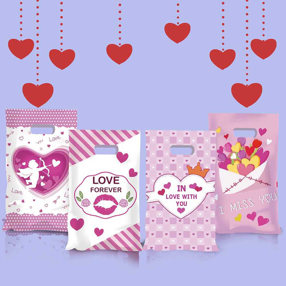50个装情人节天使射箭OPP礼品袋 DIY印花糖果巧克力包装手提袋