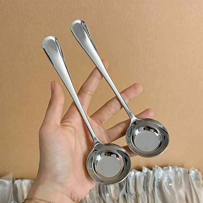 ステンレス製平底丸頭スプーン、韓国式丸頭スプーン、レストラン家庭用スプーン、スープスプーン、宮廷延スプーン、米粉スプーン|undefined