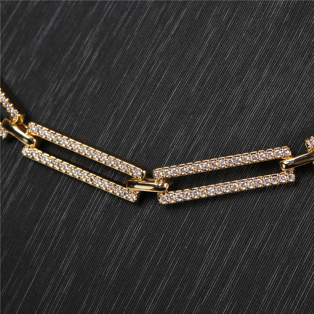Neue Mode Einfache Diamond Thick Chain Halskette Set display picture 9