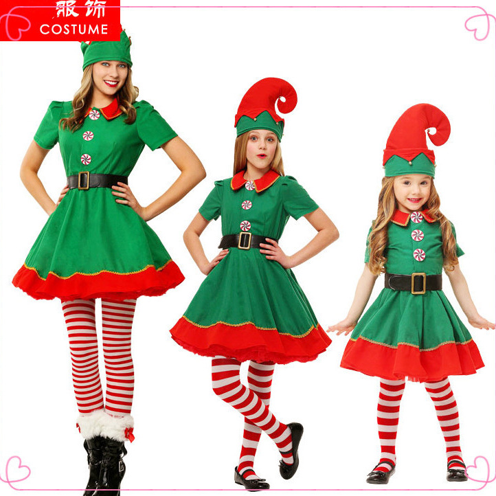 Christmas Kidsren's Costumes for Boys and Girls Adult Elf Costumes Halloween Dance Christmas Costumes