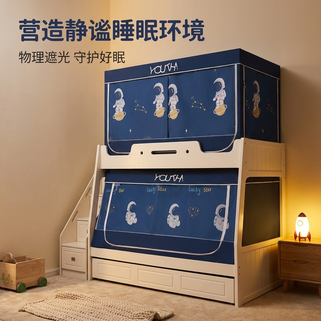 Mother bed mosquito net household bed ladder cabinet wooden bed special yurt children bed mosquito net three-door trapezoid