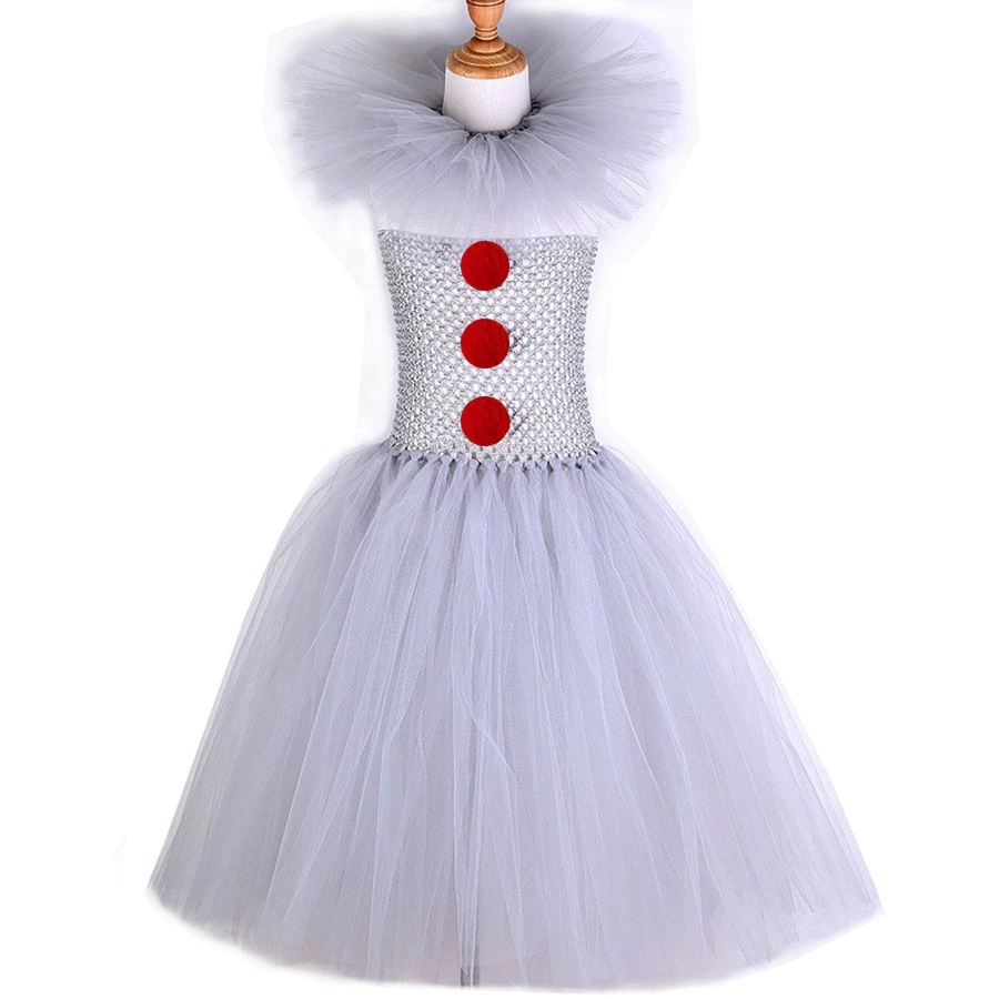 Костюм клоуна 2025 года, детское сетчатое платье принцессы, платье для девочек, костюм для выступлений на Рождество и Хэллоуин