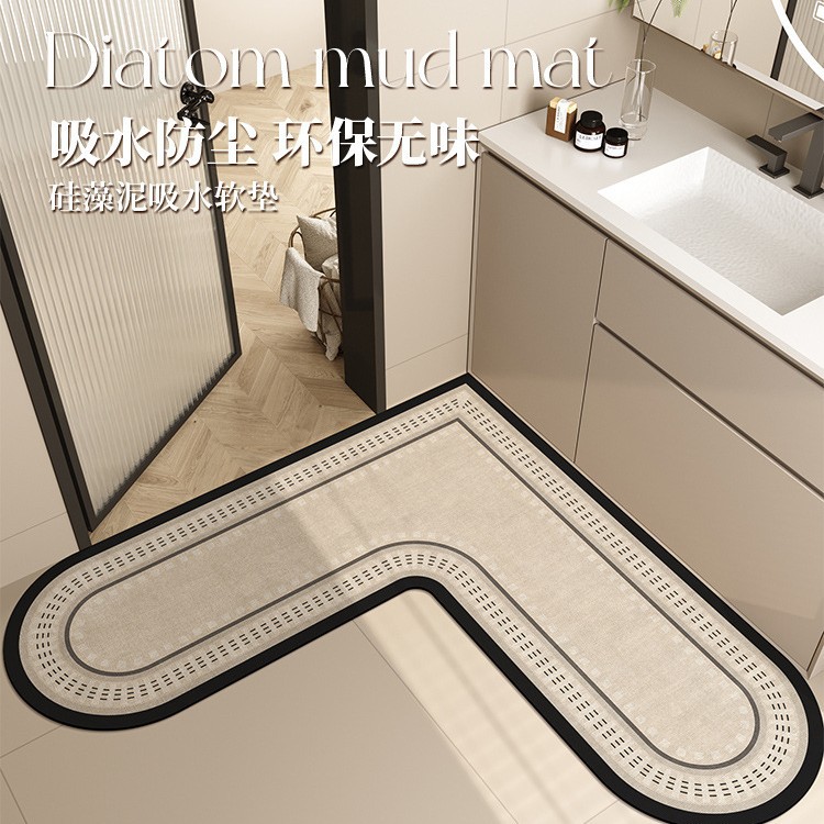 L型转角浴室地垫心形卫生间地毯吸水速干脚垫子厕所门口防滑门垫
