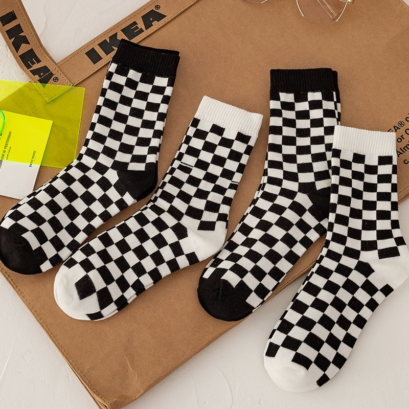 Autumn winter retro plaid knee socks, mid-length, internet celebrity, wholesale