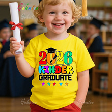 跨境2026届毕业服儿童休闲圆领纯棉透气男童上衣夏季童装短袖T恤
