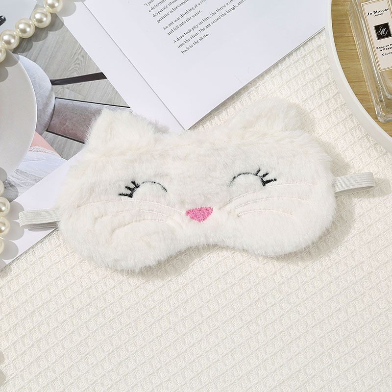 漫画かわいいぬいぐるみのアイマスクの子猫はウサギの毛の遮光アイマスクの潮流刺繍睡眠アイマスクの卸売りをまねます。|undefined