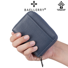 新款真皮卡包跨境防盗刷RFID多卡位卡套拉链多功能高级感零钱包包