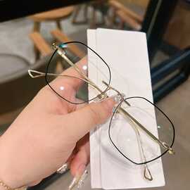 超轻纯钛无框近视眼镜女斯文黑线男大框显瘦可配度数防蓝光变色潮
