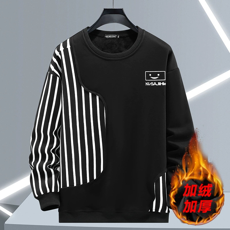 Плюс размер на флисовой подкладке утолщенное пальто 350 кг свитер Повседневная модная одежда толстый парень пуловер