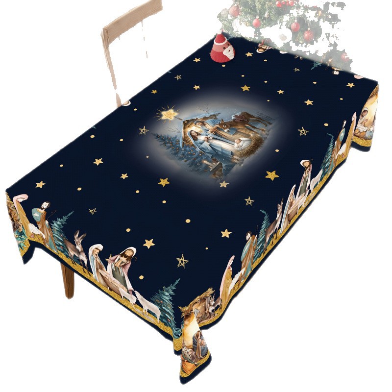 Nuevo manto de mesa de Navidad árbol de Navidad muñeco de nieve alce impresión digital manto de mesa transfronteriza amazónica decoración festiva image 6
