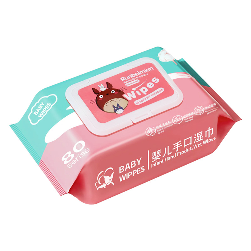 Papel de pañuelo húmedo para bebés 80 bolsas grandes de dibujo Papel de pañuelo húmedo especial para bebés y niños recién nacidos