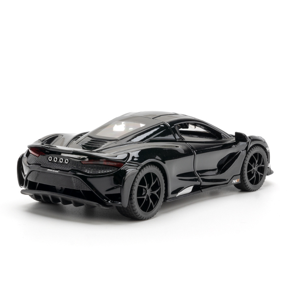 Zhongyuan xinghejin modelo de coche 1 a 32 McLaren 765LT tire de juguete coche deportivo modelo de música decoración caja de polvo