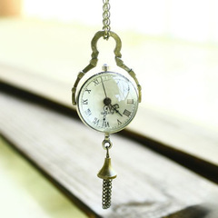 Wholesale Retro Nostalgic Spherical Magnifying Glass Tassel Pendant Pocket Watch Long Necklace Sweater Chain Crystal Glass Ball