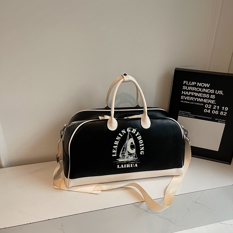 Bolsa de béisbol portátil americana retro bolsa de moda impresa bolsa de equipaje de color extranjero sensación cotidiana de hombro concha bolsa de viaje image 7