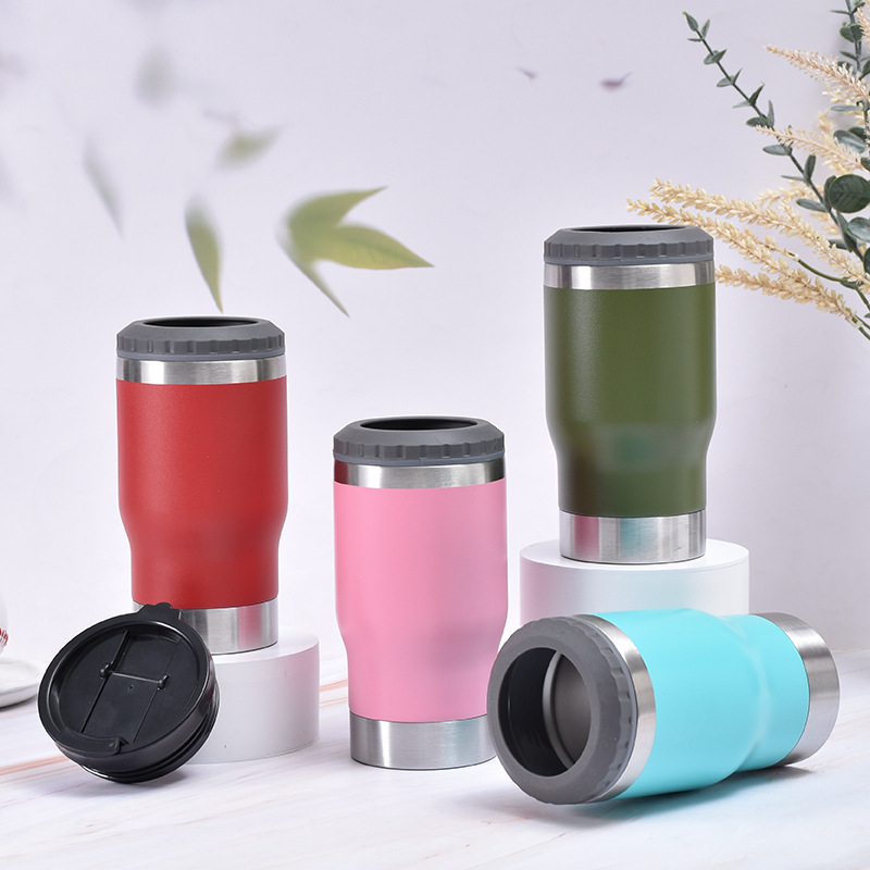 국경 간 스테인레스 스틸 보온병 컵 14 온스 맥주 컵 병따개 이중 층 진공 냉간 보존 탱크 휴대용 자동차 컵