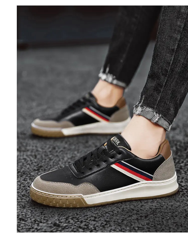 Sneakers casual da uomo in pelle stile versatile e moderno_voghion.com