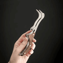 不锈钢胡桃木茶道镊子家用茶具配件泡茶防滑洗杯茶杯夹子高档洗茶