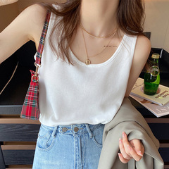 跨境華夫格吊帶小背心女夏穿搭2023新款內搭外穿無袖打底坎肩上衣