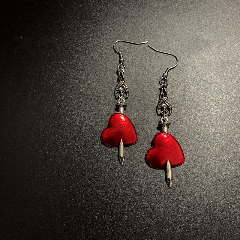 15g Weight Alloy Ear Needle Material Drop Earrings Classification 1 Pair Quantity Holiday, Daily Occasion Alloy Material Halloween Festival Heart Shape, Butterfly, Skull Pattern Women's Gender Hip-Hop Style 1 Pair Halloween Hip-Hop Heart Shape Butterfly Skull Alloy Drop Earrings 2
