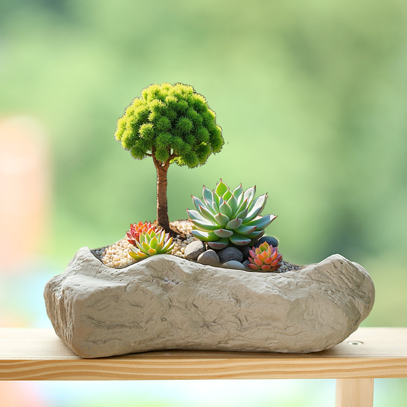 Large-diameter Succulent Planter With Bird Motif, Handmade Ceramic Flower Arrangement, Home Decor Item For Succulents.