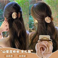 爆款烧烫花朵抓夹小号布艺头饰发夹女复古立体儿童头花发饰夹子
