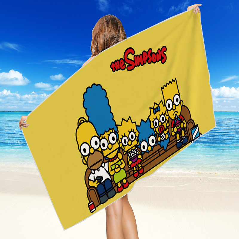 Cross-Border Microfiber Square Beach Towel Cartoon Character Towel Material Square Towel Cartoon Series Beach Towel
