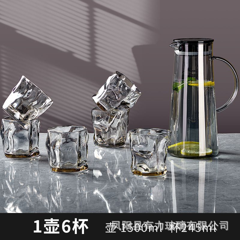 メーカー卸売り耐高温ガラス冷水筒高ホウ素シリコン飲料カップ家庭用浄水器セット冷水筒大容量|undefined