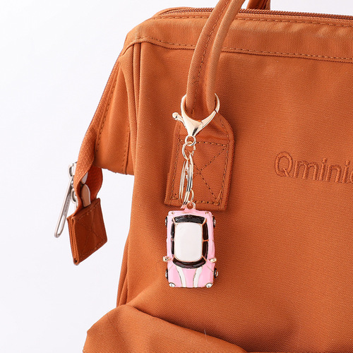 Cartoon mini car male keychain rhinestone car model fashion pendant racing zinc alloy pendant wholesale