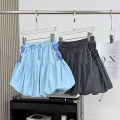 大厂丁!松紧腰撞色抽绳防走光内衬户外运动A字蓬蓬裙半身裙女夏