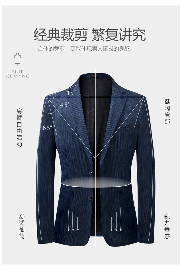 Áo vest nam nhung kẻ chống nhăn không cần là, dáng ôm, cổ vest một hàng hai nút — Màu cà phê, Màu xanh, Màu xanh lá chi tiết 3