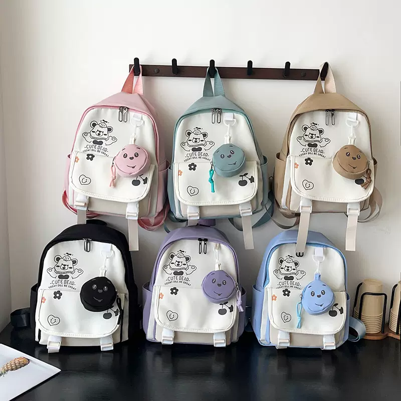 新款潮流时尚双肩包女大容量韩版休闲儿童背包可爱印花幼儿园书包