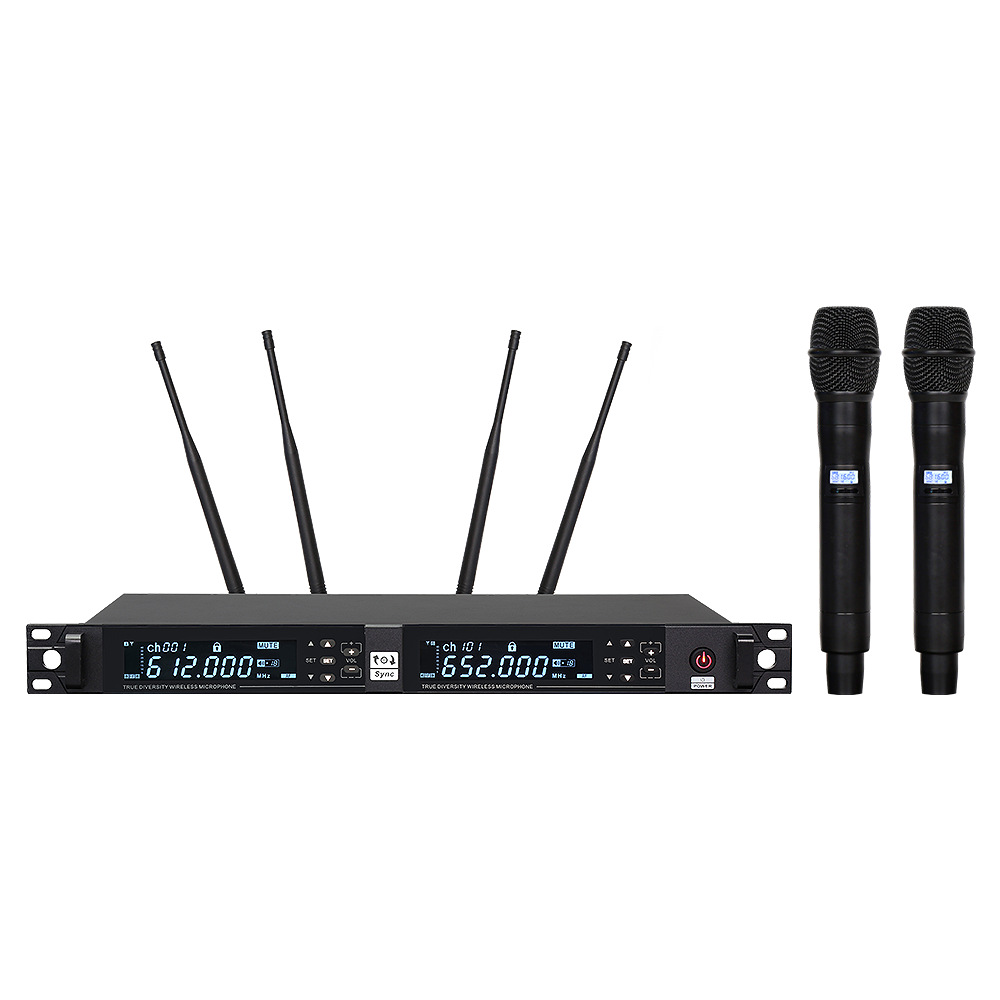 Uk-8910 One-To-Two Wireless Microphone Professional Stage Performance Bar Ktv True Diversity Wireless Microphone
