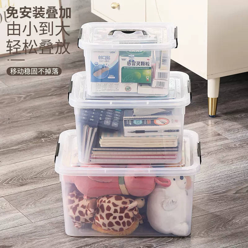 加厚透明收纳箱塑料储物箱家用医药收纳盒桌面收纳盒跨境货源代发