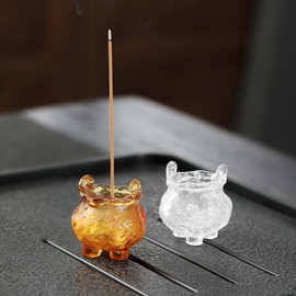 古法琉璃小香炉线香香插迷你家用茶台桌面装饰禅意小摆件沉香底座